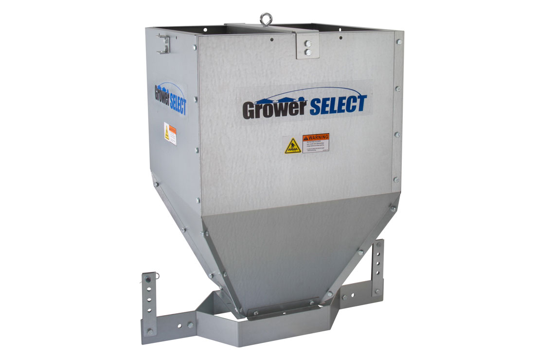 GrowerSELECT® Poultry Feed Line Hoppers are manufactured of durable galvanized steel and available in 120, 200 and 300 pound capacities.