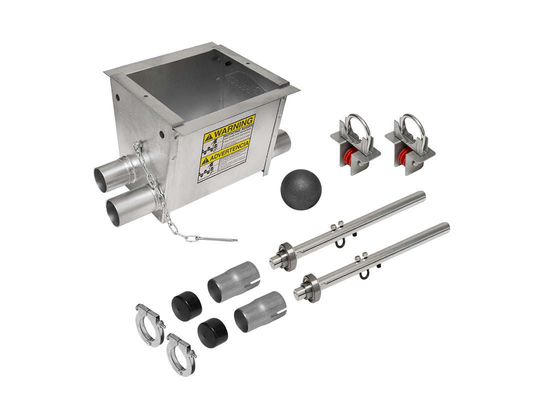 GrowerSELECT® Poultry Hopper Chicken Unloader Kits include all the components needed to connect the hopper to the feed line. HS533KIT, double feed line unloader kit (shown).
