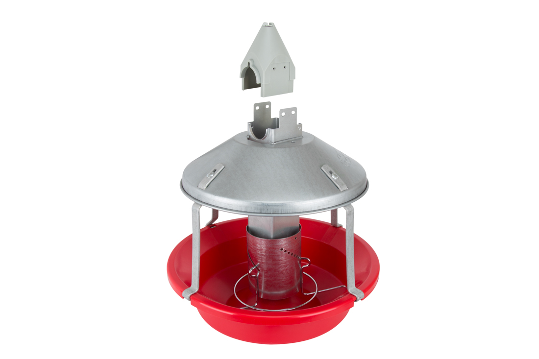 The two-piece removable high-density polypropylene top on the GrowerSELECT® Adult Turkey Feeder allows easy installation on existing feed line tubes and reduces wear on the auger pipe caused by traditional metal top feeder drop tubes.