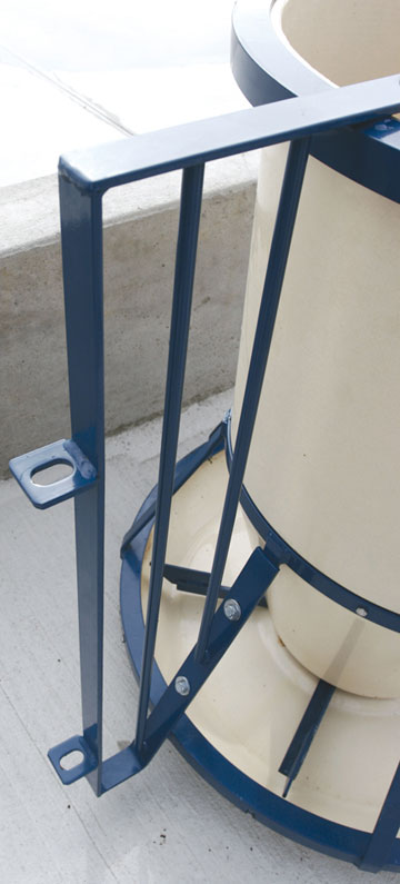Penning adapter panels are available in 40”, 50” and 56” heights that bolt to the round fiberglass feeder; allowing it to be easily attached and removed from gating with gate rods.